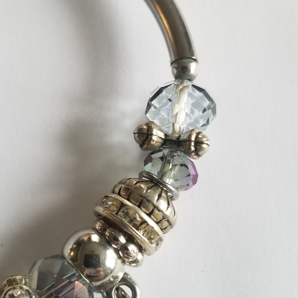 Elephant bracelet stretch silver tone charms crystal beads - Picture 11 of 14